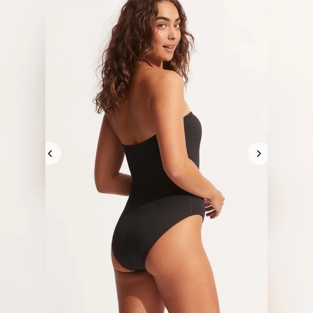 Seafolly Australia Sea Dive Bandeau One Piece Black - Large / 10 NWT